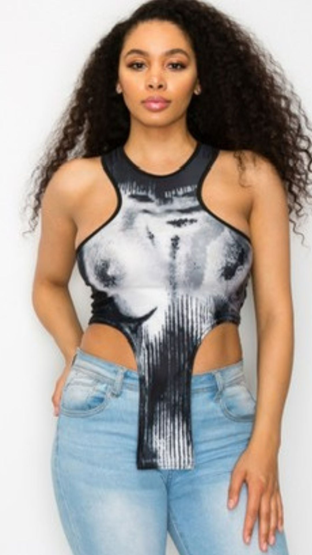 Vintage Print Asymmetrical Tee