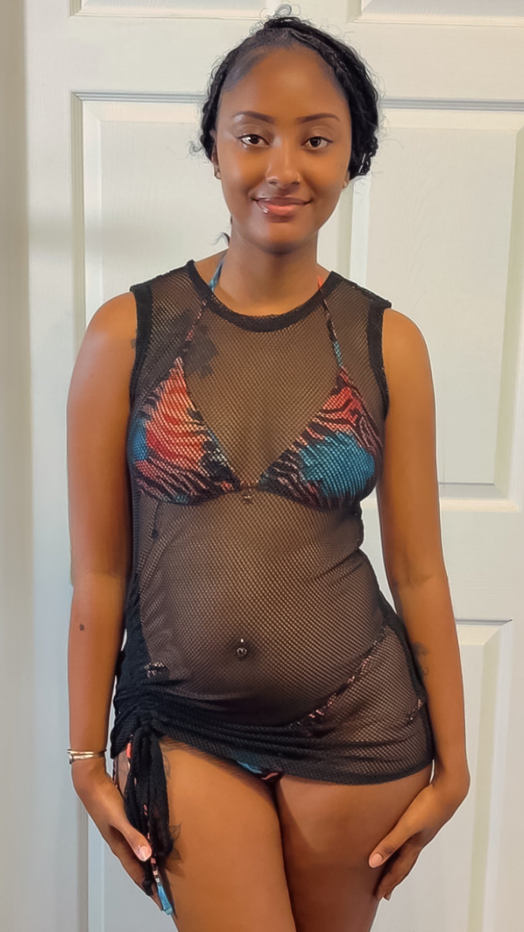 Black netted mini dress