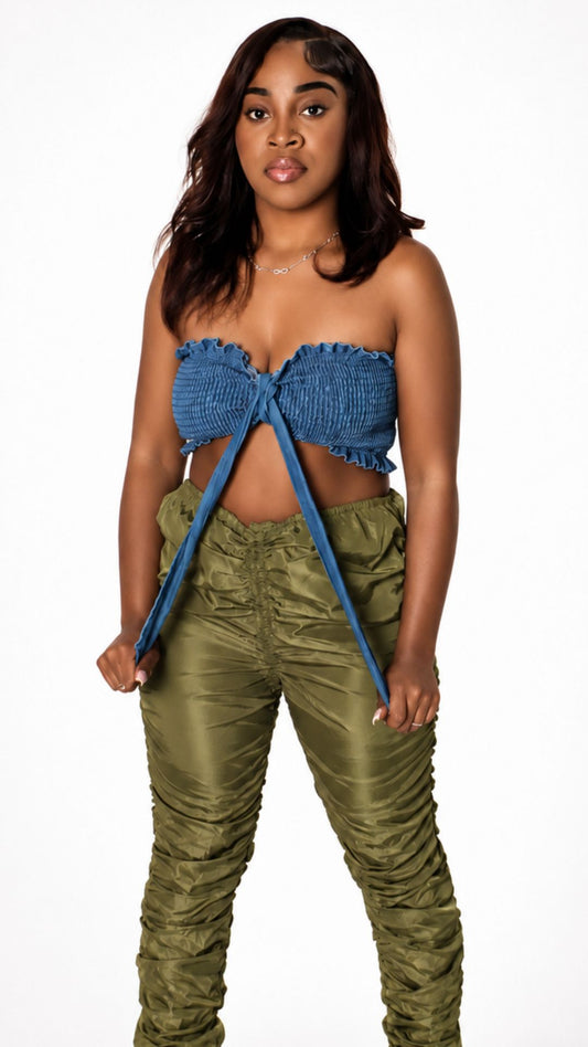 Jenny Denim Bow Tie Tube Top