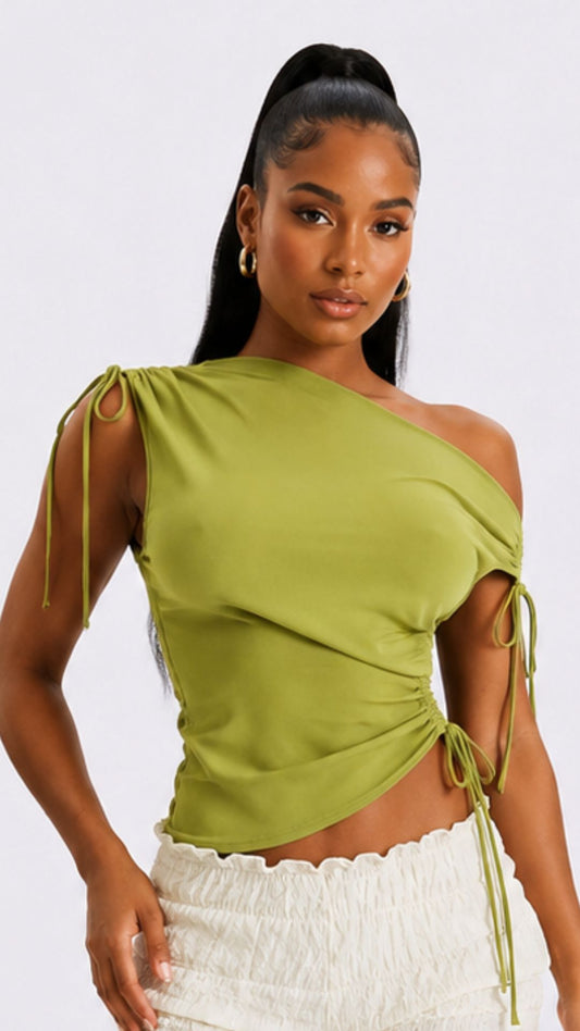 Sage Green Scrunched Top