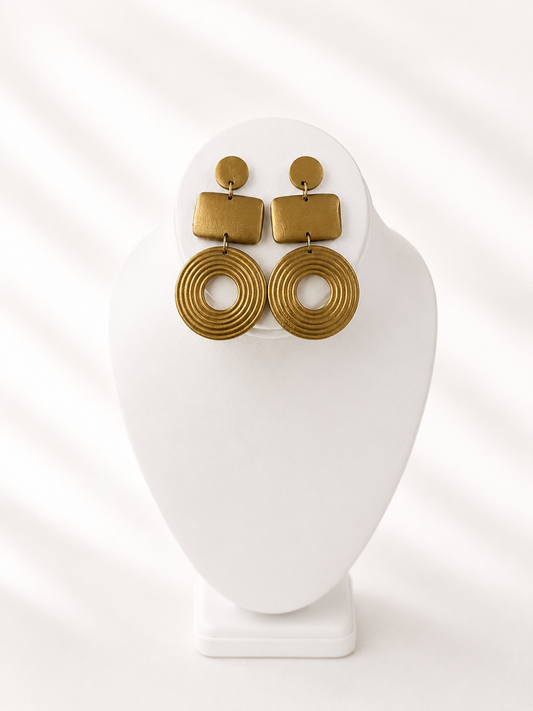Gold Wooden Earrings