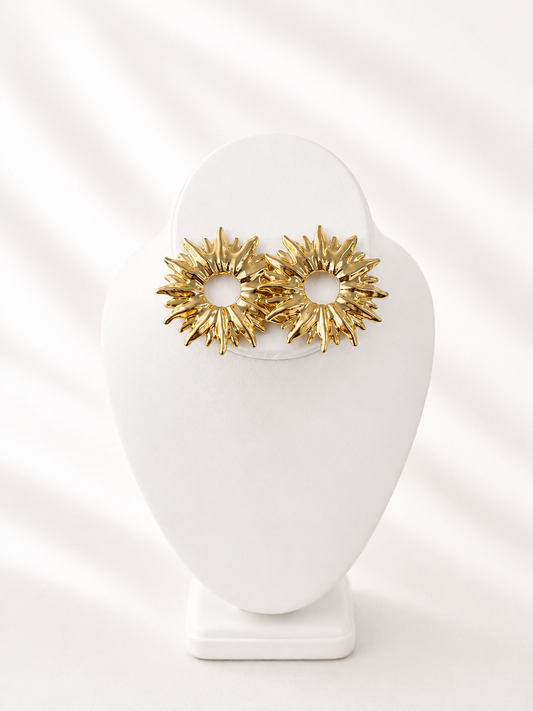 Gold Sun Star Earrings