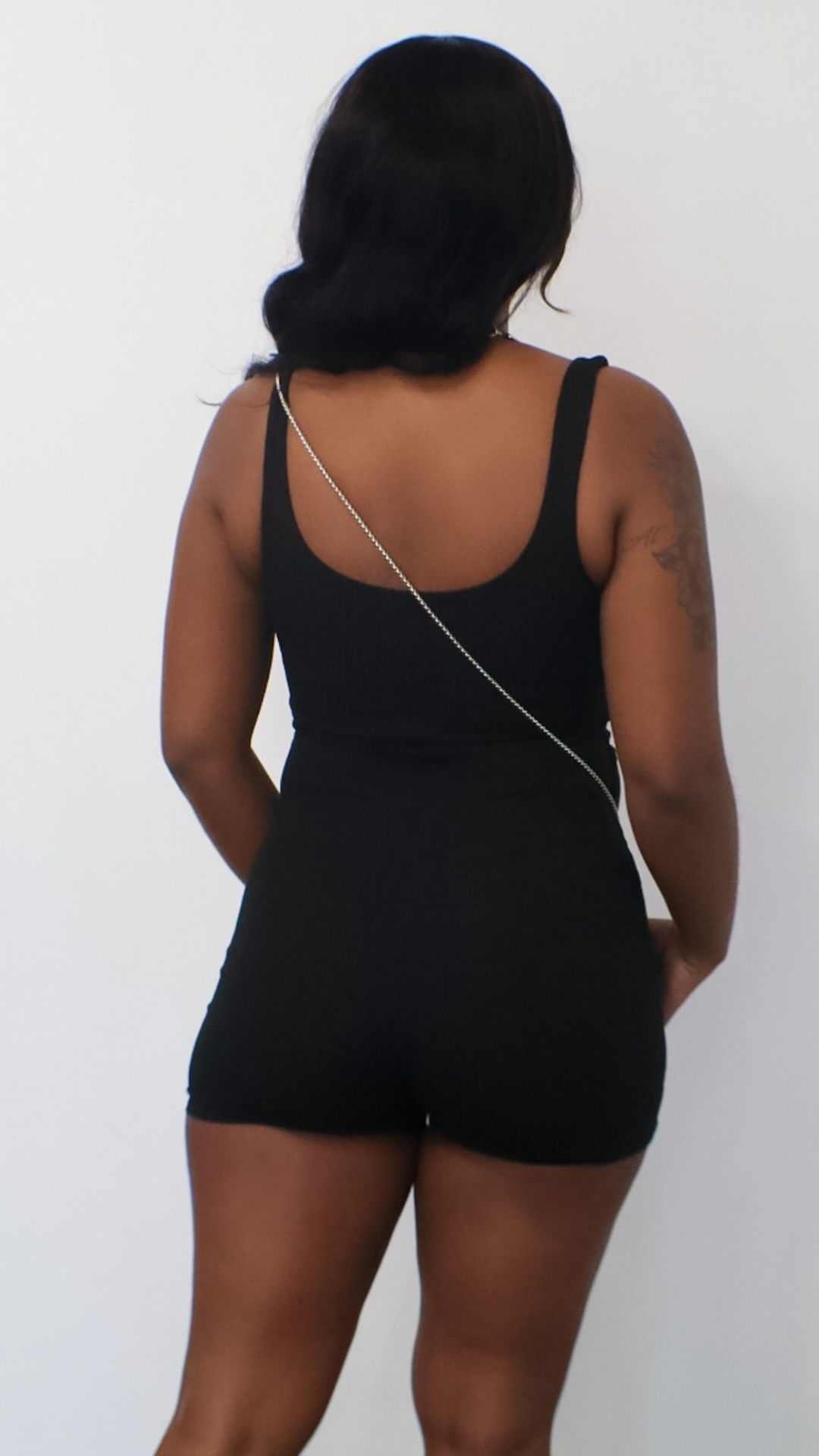 Black ribbed Romper