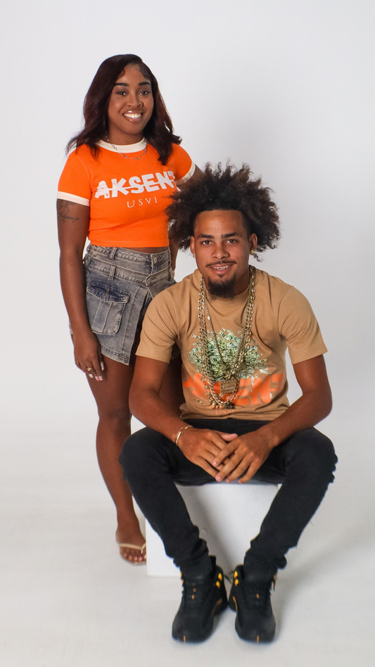 AKSENT Orange/Cream Crop Top