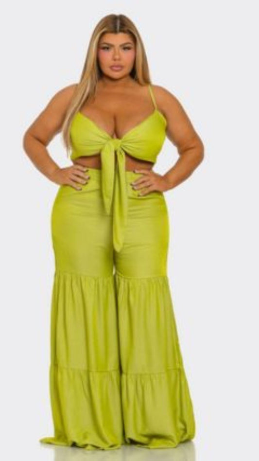 J’lisa Tie Pants  set (Plus Size)