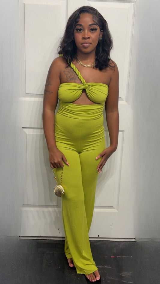 Green Braided Strap Jumpsuit
