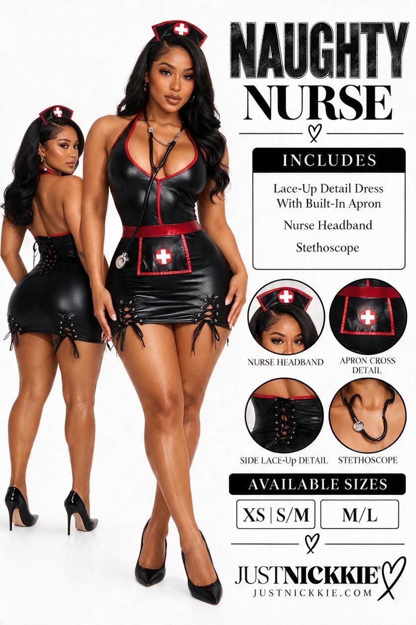 Naughty Nurse 3 Piece Costume Set - Black