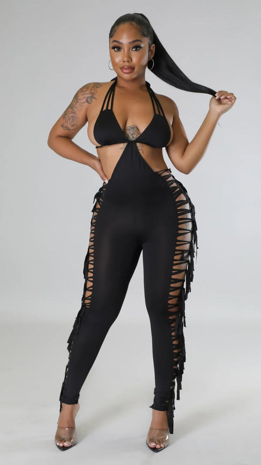 Lydia shredded jumpsuit