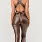 Night Life Faux Leather Jumpsuit (Brown)