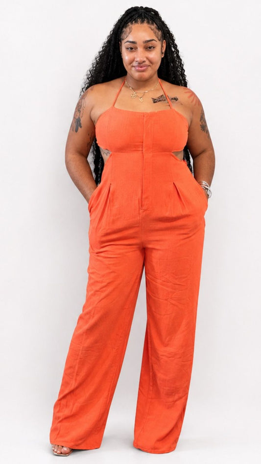 Orange Halter Jumpsuit