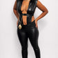 Night Life Faux Leather Jumpsuit (Black)
