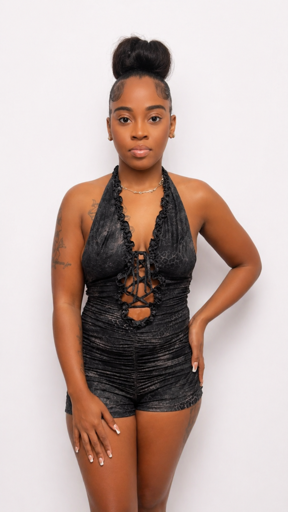 Black Animal Print Romper