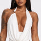 White Scoop Neck Halter