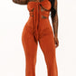 Brown Bow Tie Halter Jumpsuit