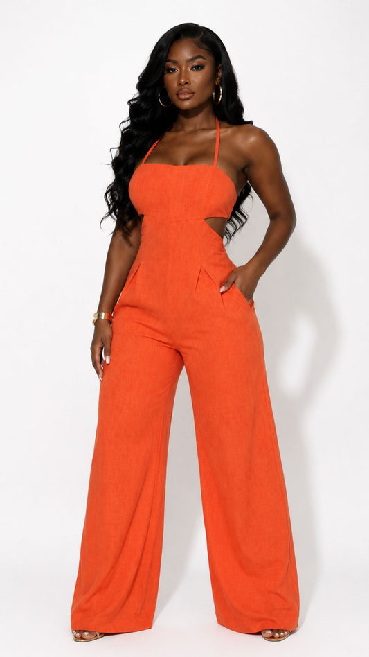 Orange Halter Jumpsuit