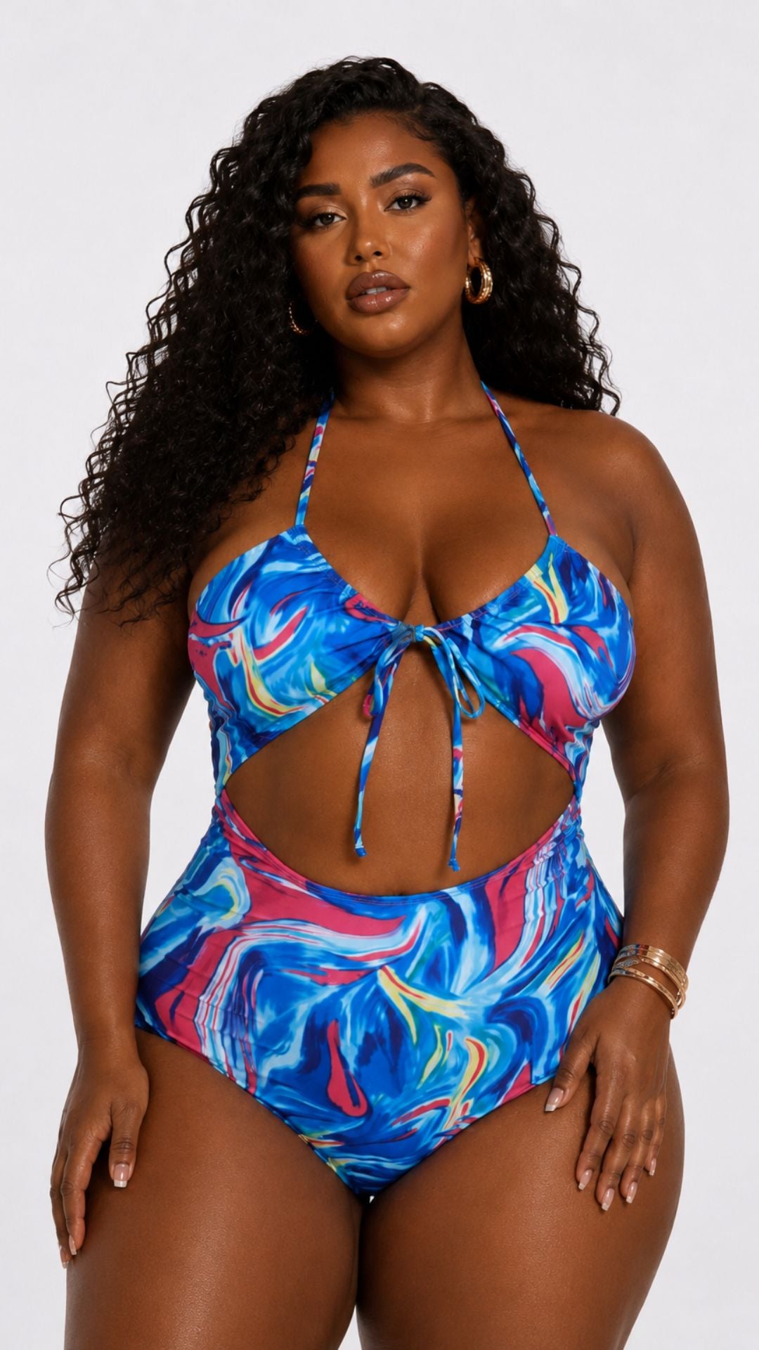 Blue Swirl Plus Size Swim