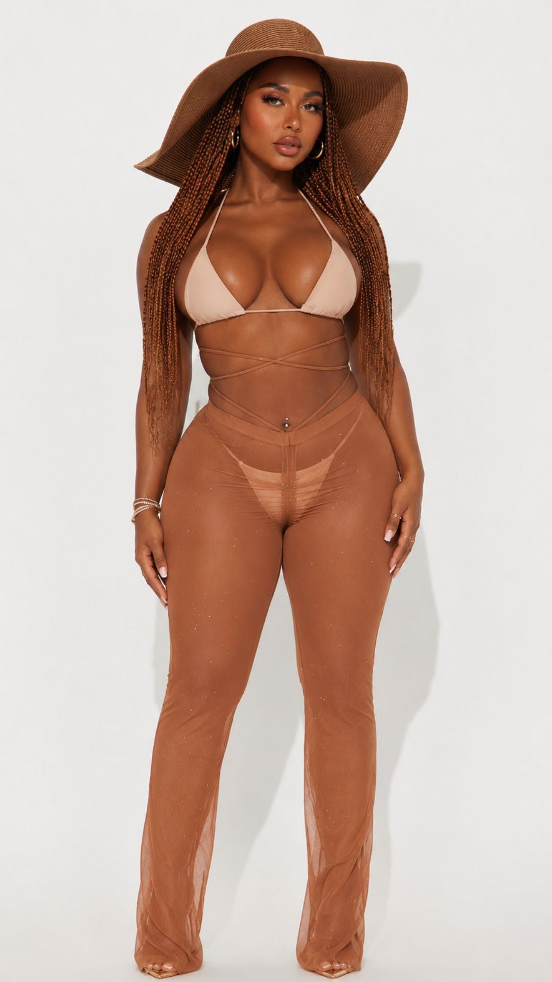 Brown Sparkle Pants Coverup
