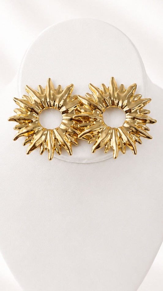 Gold Sun Star Earrings