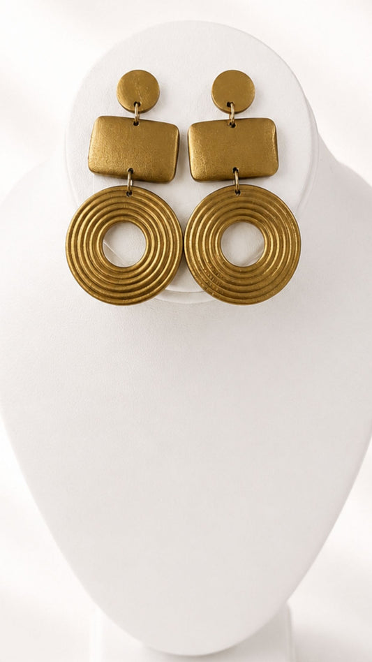Gold Wooden Earrings