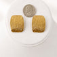 Gold Square Ribbed Earrings