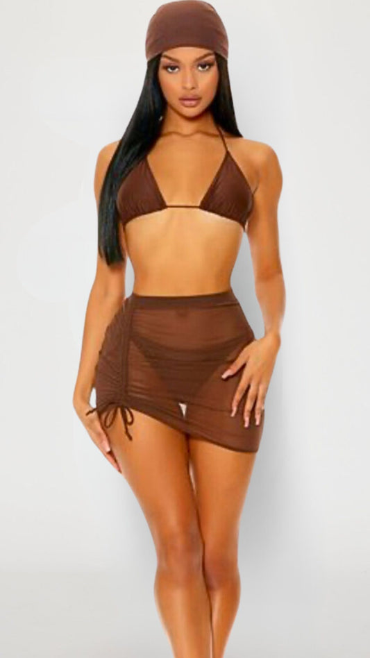 Kiara (Brown Mesh Skirt)