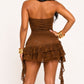 Zaria Halter Neck Lace Ruffle Mini Dress
