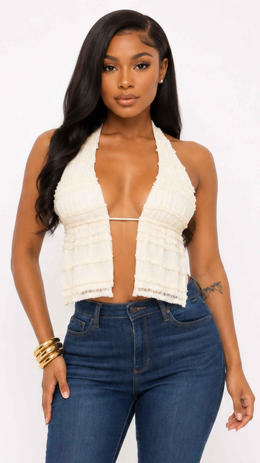 Ava Lace top Ivory