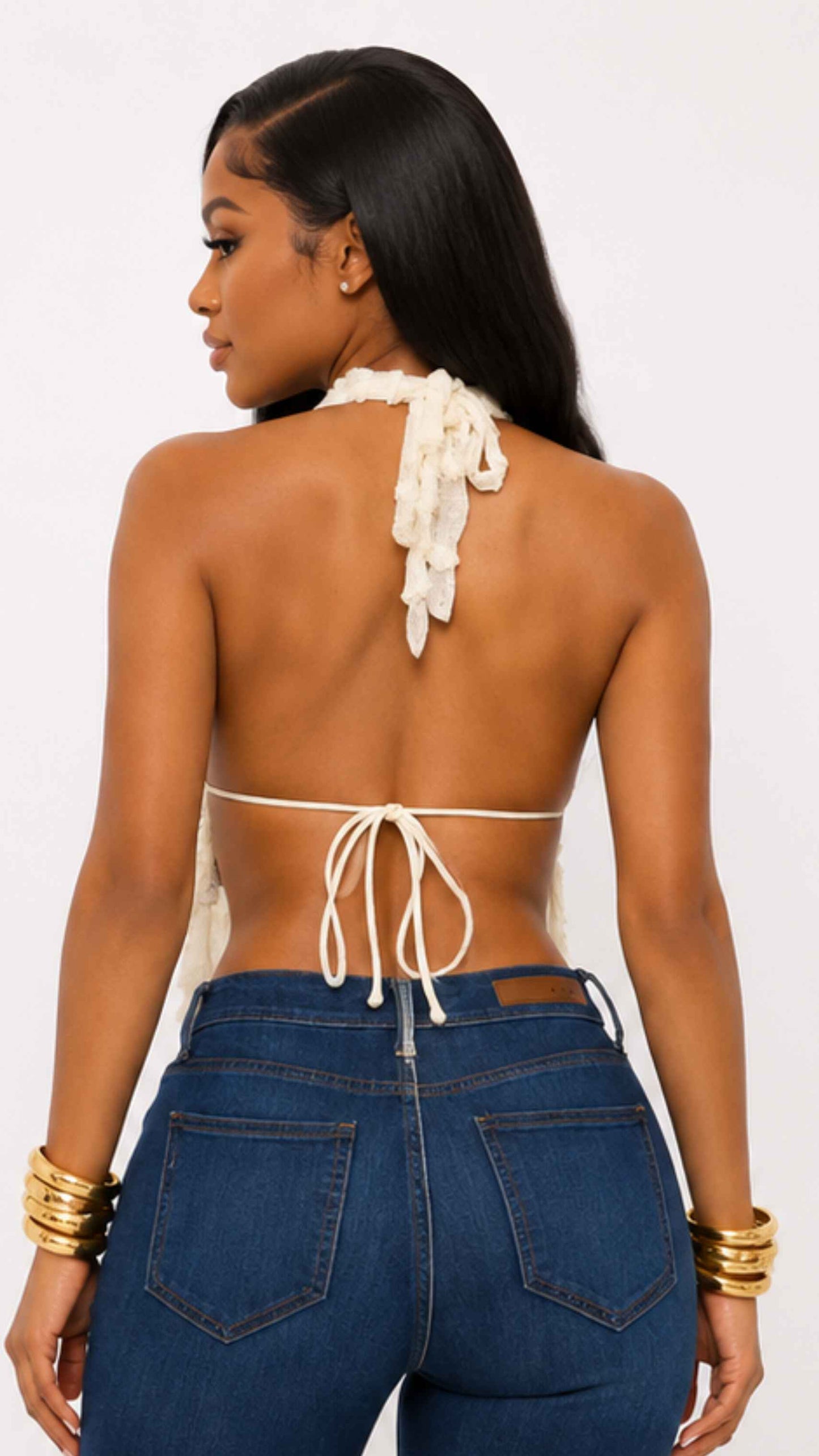 Ava Lace top Ivory