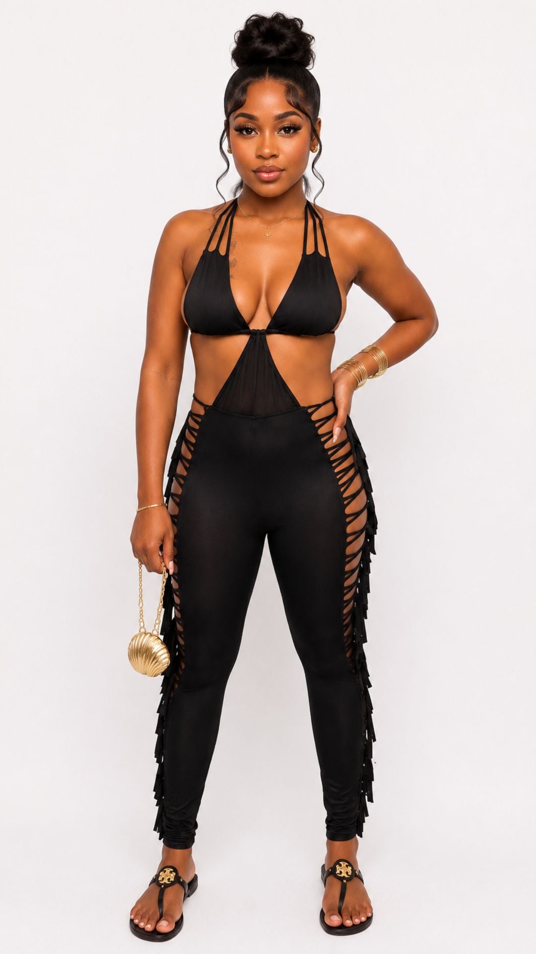 Lydia shredded jumpsuit