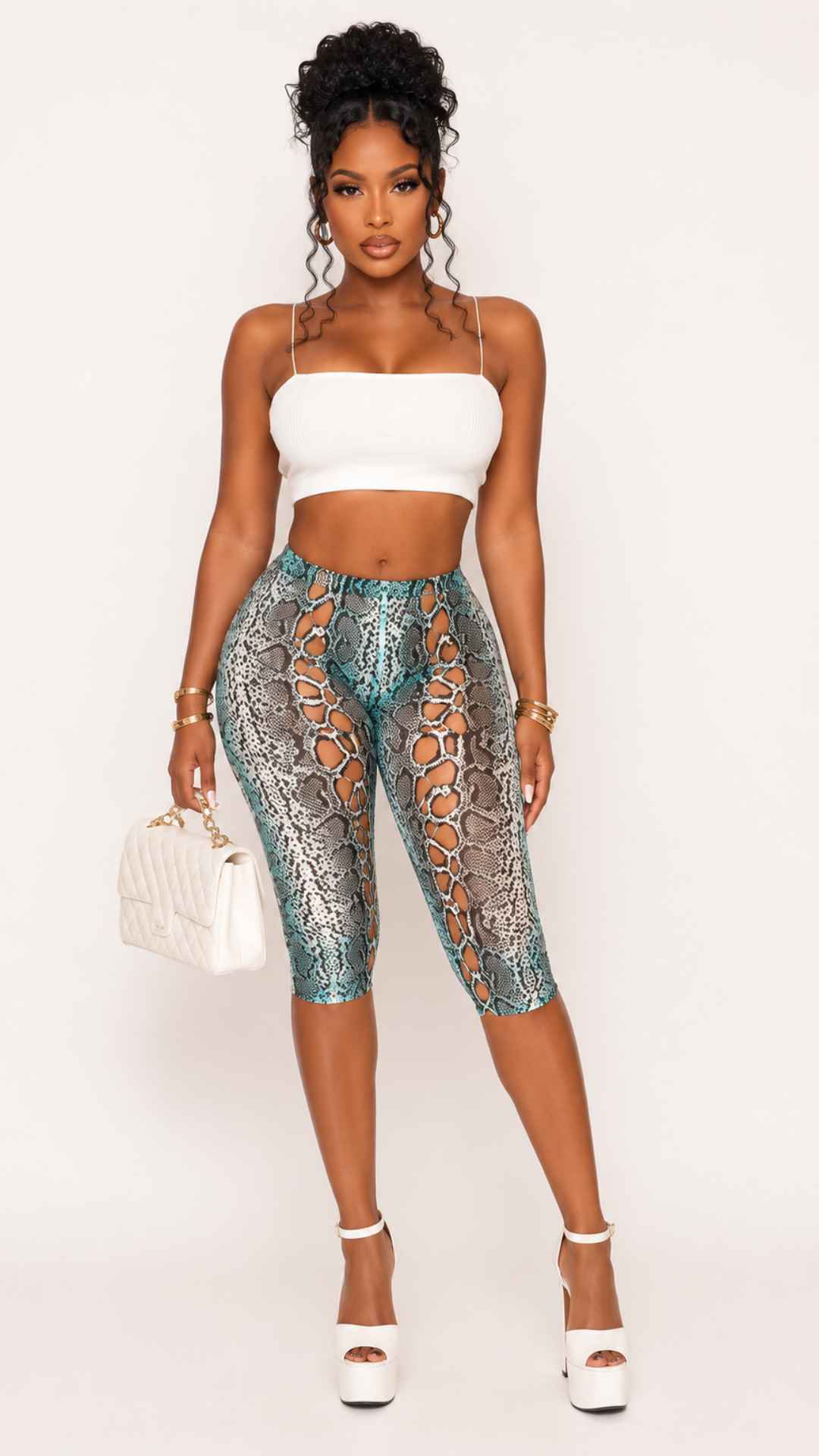 Multi Snake Print Capri