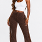 Shredded Tassle Pants - Brown