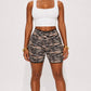 Black/ Beige Tiger Stripe Biker Shorts