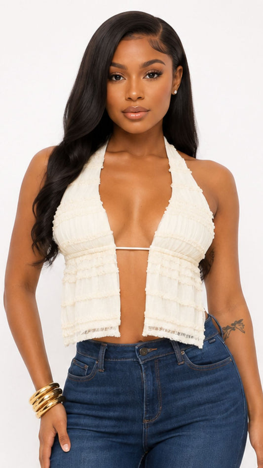 Ava Lace top Ivory