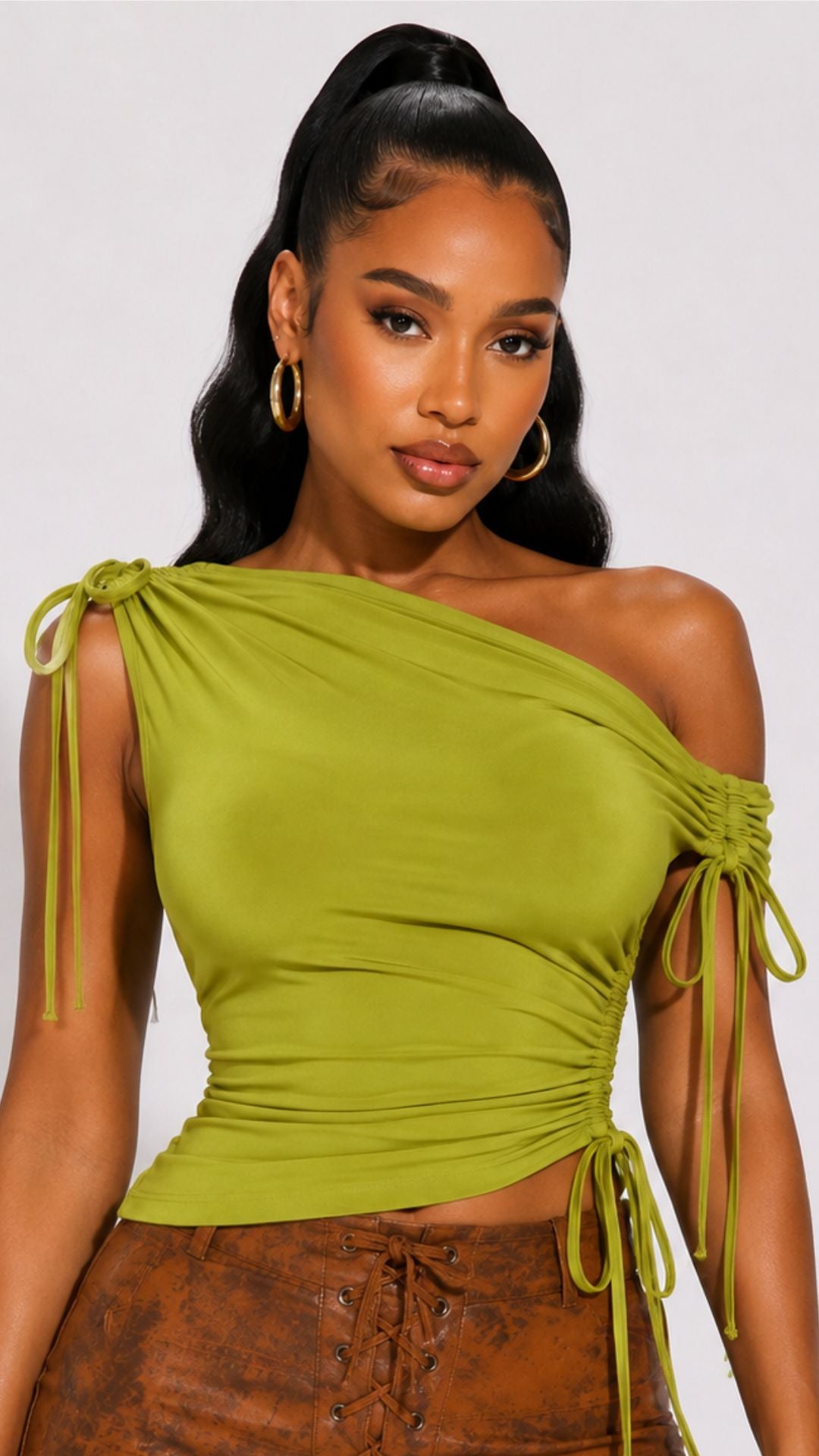 Sage Green Scrunched Top