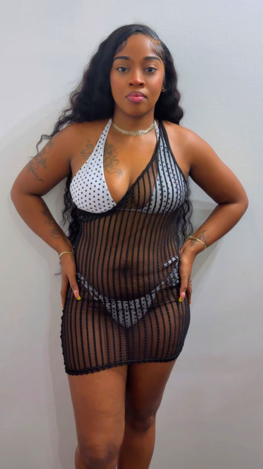 One strap mesh mini dress