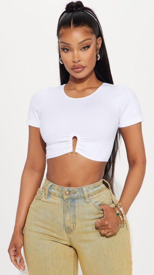 White Ribbed Crop Top
